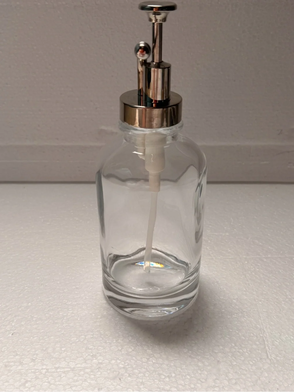 Clear Glass Pump Bottle with Silver Dispenser - Clear